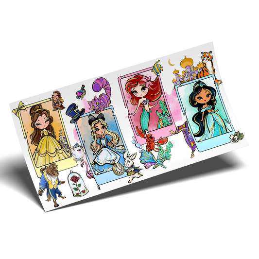 Cup Wrap Uv Dtf Sticker - 4 Cards Princess