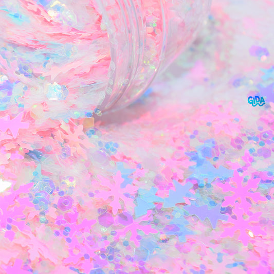 Pink Christmas Tree and Snowflakes Chunky Glitter - 2.2 oz