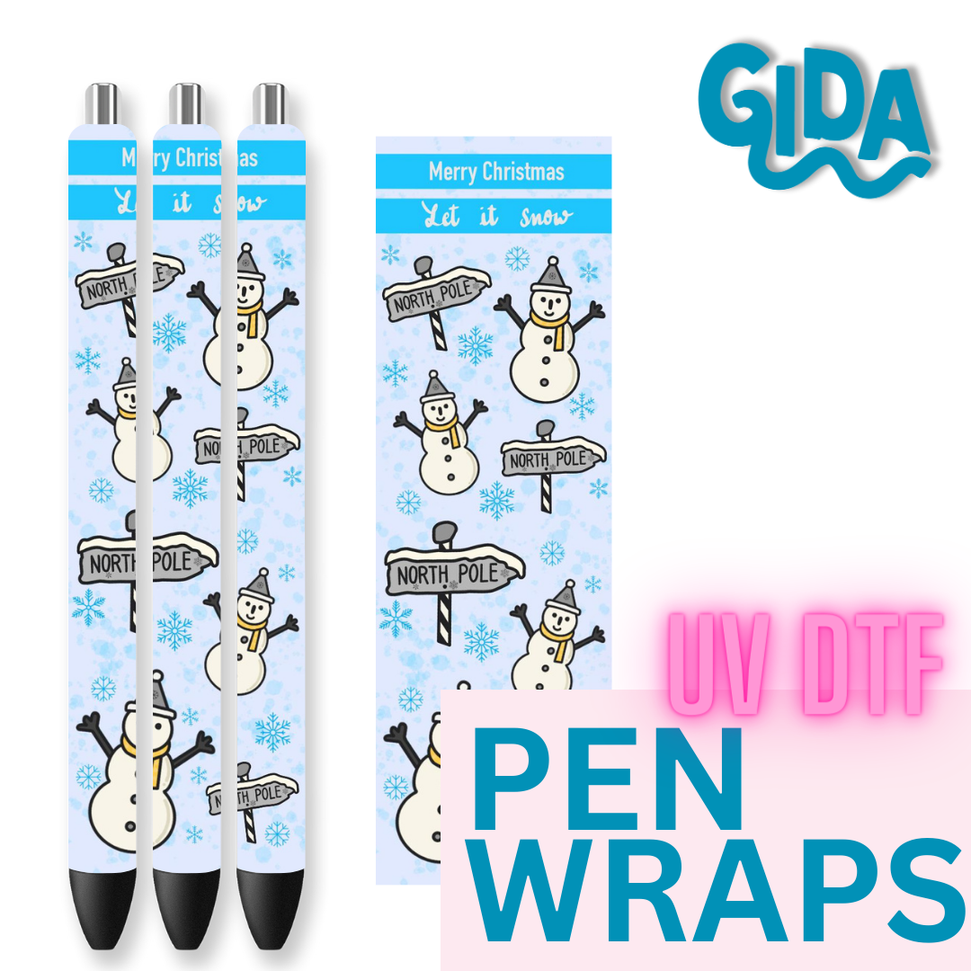 UV DTF - Blue Snowman's Christmas Pen Wrap
