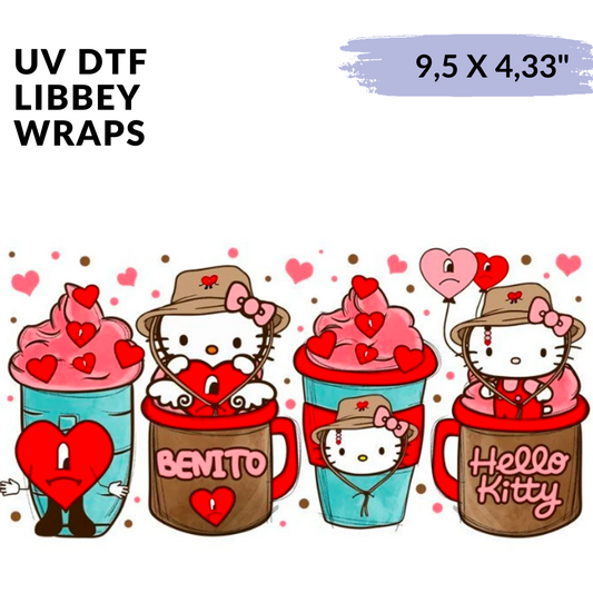 UV DTF Stickers Wraps - Benito and Cutest Kitty Hearts Libbey cup Wrap