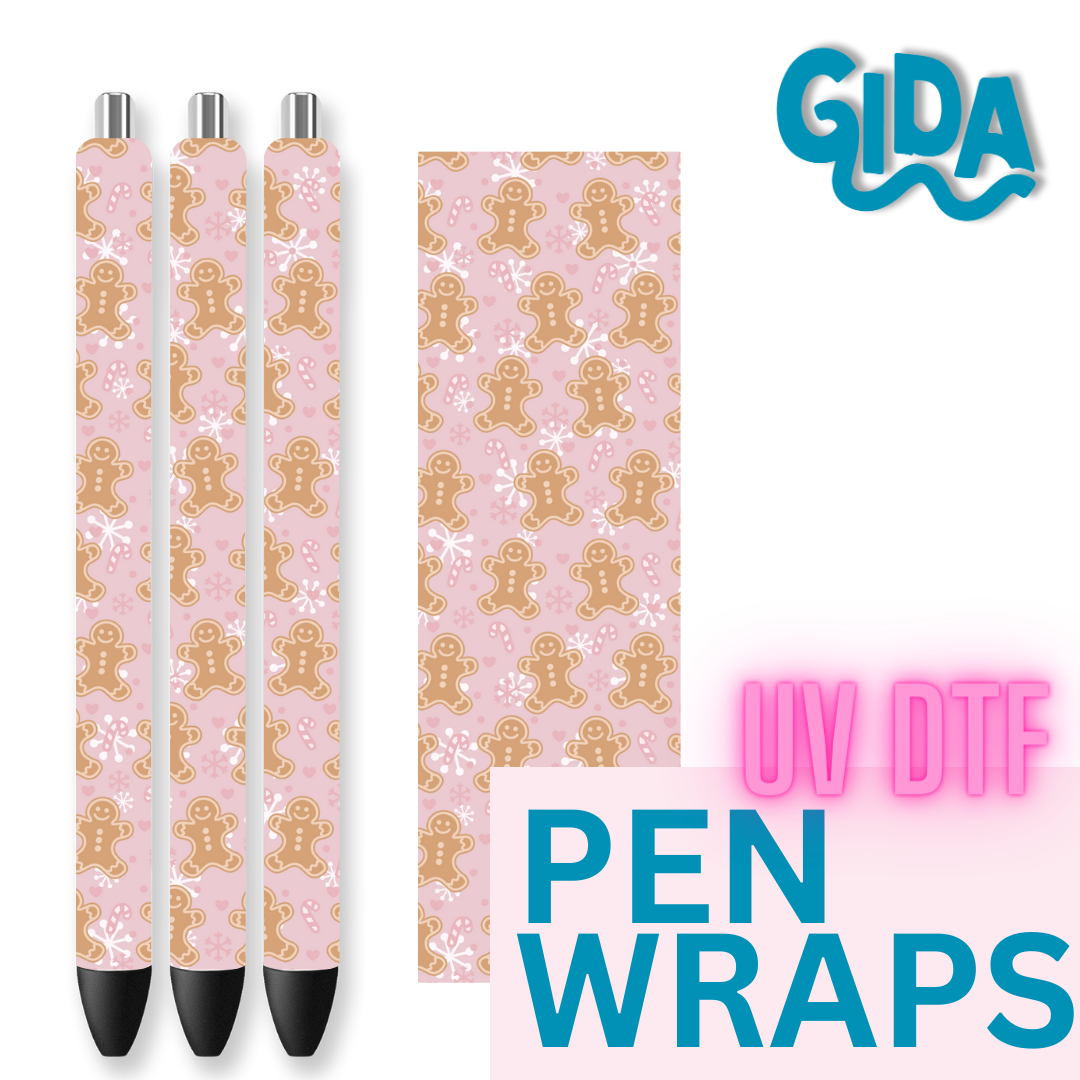 UV DTF - Gingerbread pink Cookies Christmas Pen Wrap