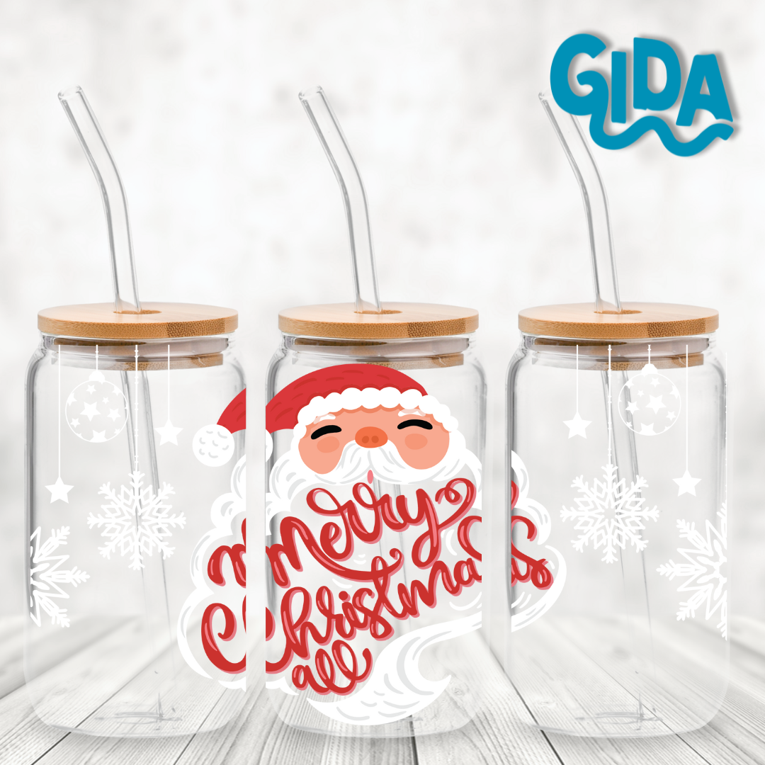UV DTF - Santa SOLO Snowflakes 16oz Libbey cup Wrap
