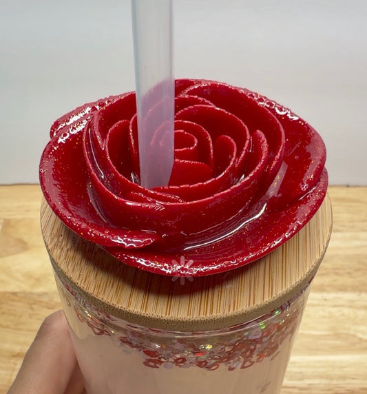 3D Printed Libbey Cup Lid Topper – rose Decorative Drink Accessory