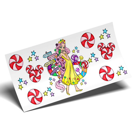 uv dtf Cup Wrap Sticker - UV DTF CandyLand Rapunzel