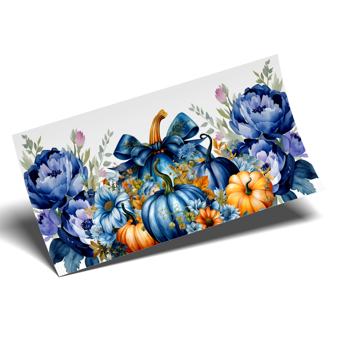 Cup Wrap Sticker - UV DTF Blue Pumpkin