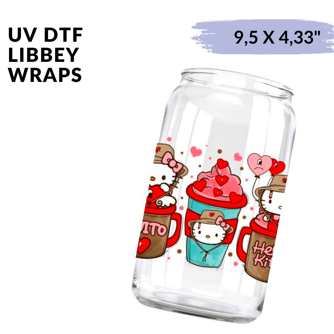 UV DTF - Benito and Cutest Kitty Hearts Libbey cup Wrap