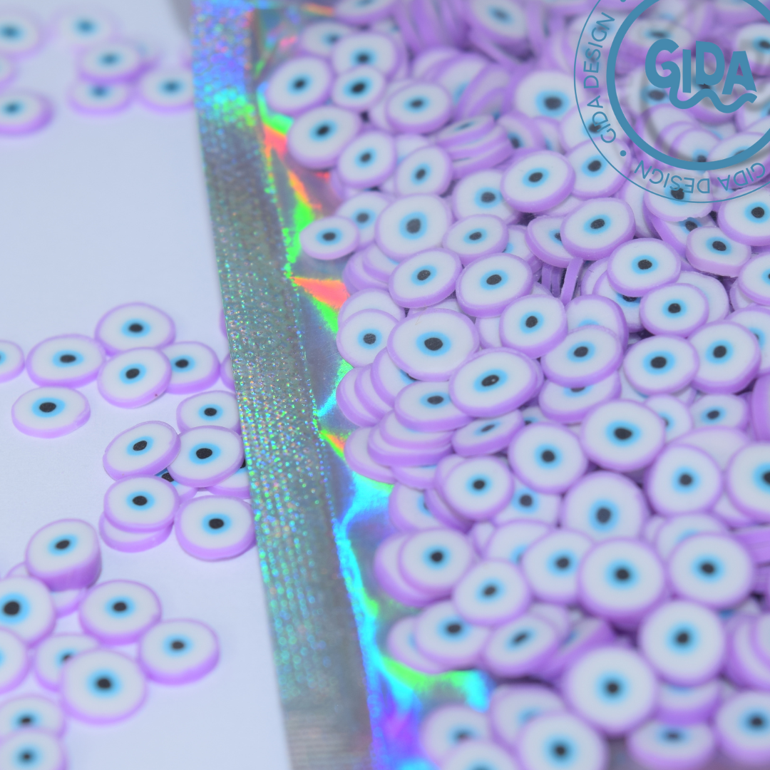 Lilac Turkish Eyes Polymer clay 1 oz