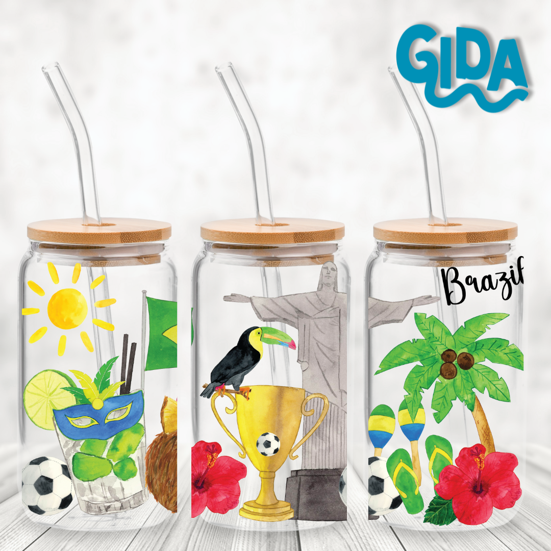 UV DTF Stickers Wraps - Brazil libbey cup Wrap