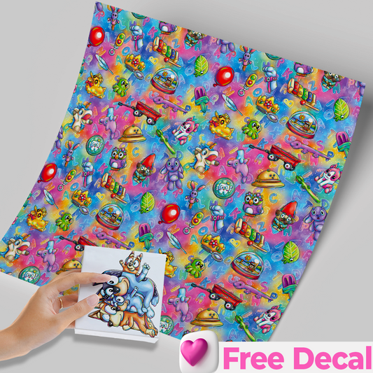 High-Quality Printed Adhesive Vinyl – Permanent Finish 12x12" Bluey Dooggiiee / Free Uvdtd decal
