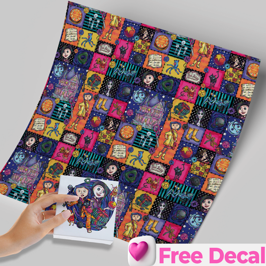 High-Quality Printed Adhesive Vinyl – Permanent Finish 12x12" CORALINE B / Free Uvdtd decal