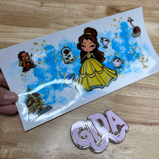 UV DTF - Cute princess Belle Libbey cup Wrap