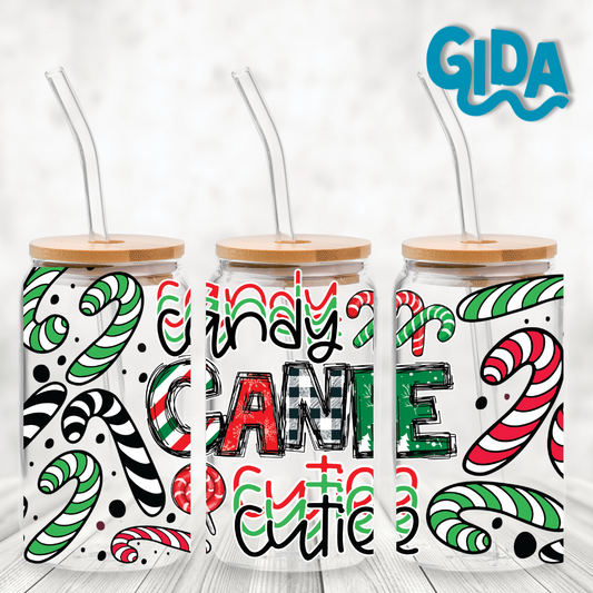 UV DTF  WRAP -  Candy Cane Cutie Christmas 16oz Libbey cup Wrap