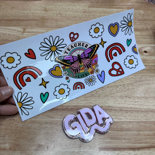 Cup Wrap UV DTF Stickers Wraps - Teachers Life Libbey cup Wrap