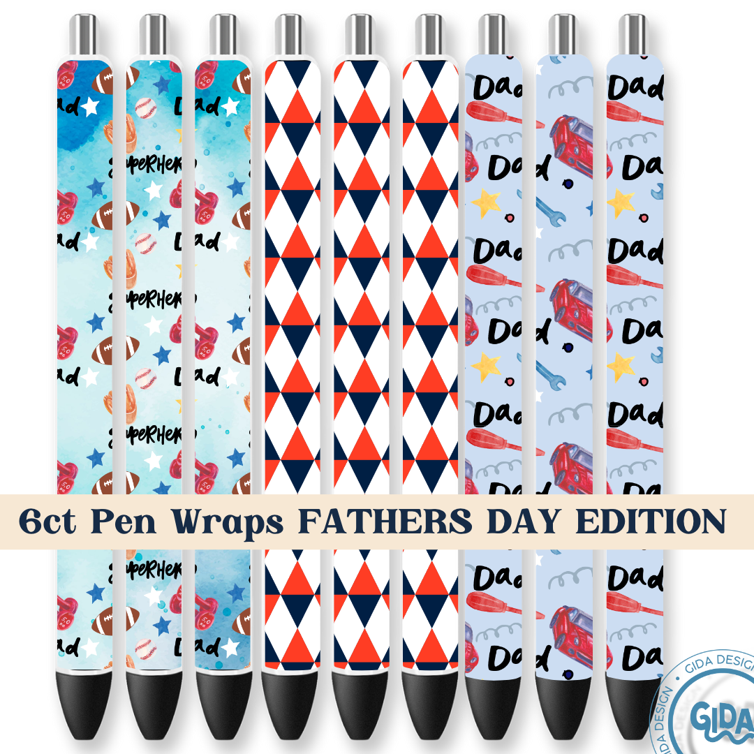6ct Pen Set Fathers Day EXCLUSIVE DESIGNS Pen Wrap