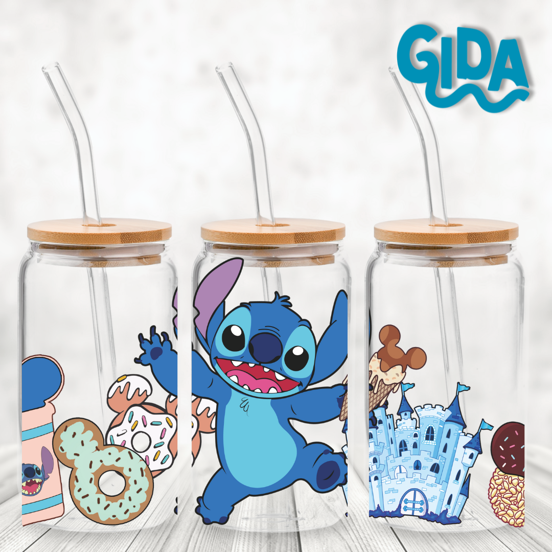 UV DTF Stickers Wraps - Ice Cream Blue STITCHY Libbey Wrap