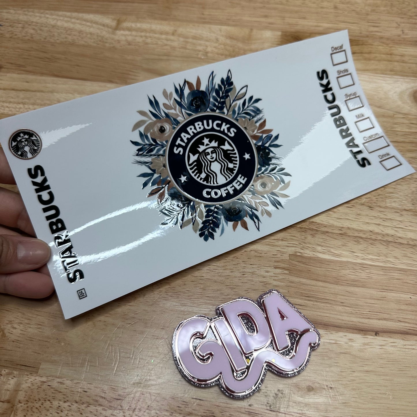 UV DTF Wraps Stickers - Flowers Logo Coffee Libbey cup Wrap