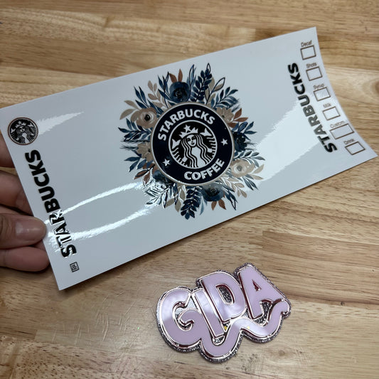 UV DTF Wraps Stickers - Flowers Logo Coffee Libbey cup Wrap