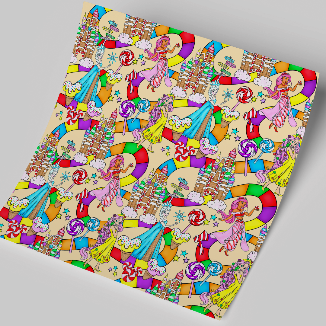 Printed Vinyl Sheet 12x12 " Permanent Vinyl - Candy Land