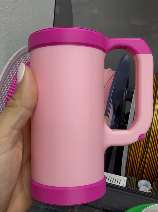 Pink 3D Printed customized Can cooler set: lid, keychain and opener Mini can 8oz