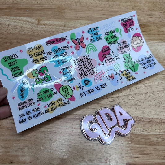 Cup Wrap UV DTF Stickers Wraps - Mental Health Matters Libbey cup Wrap