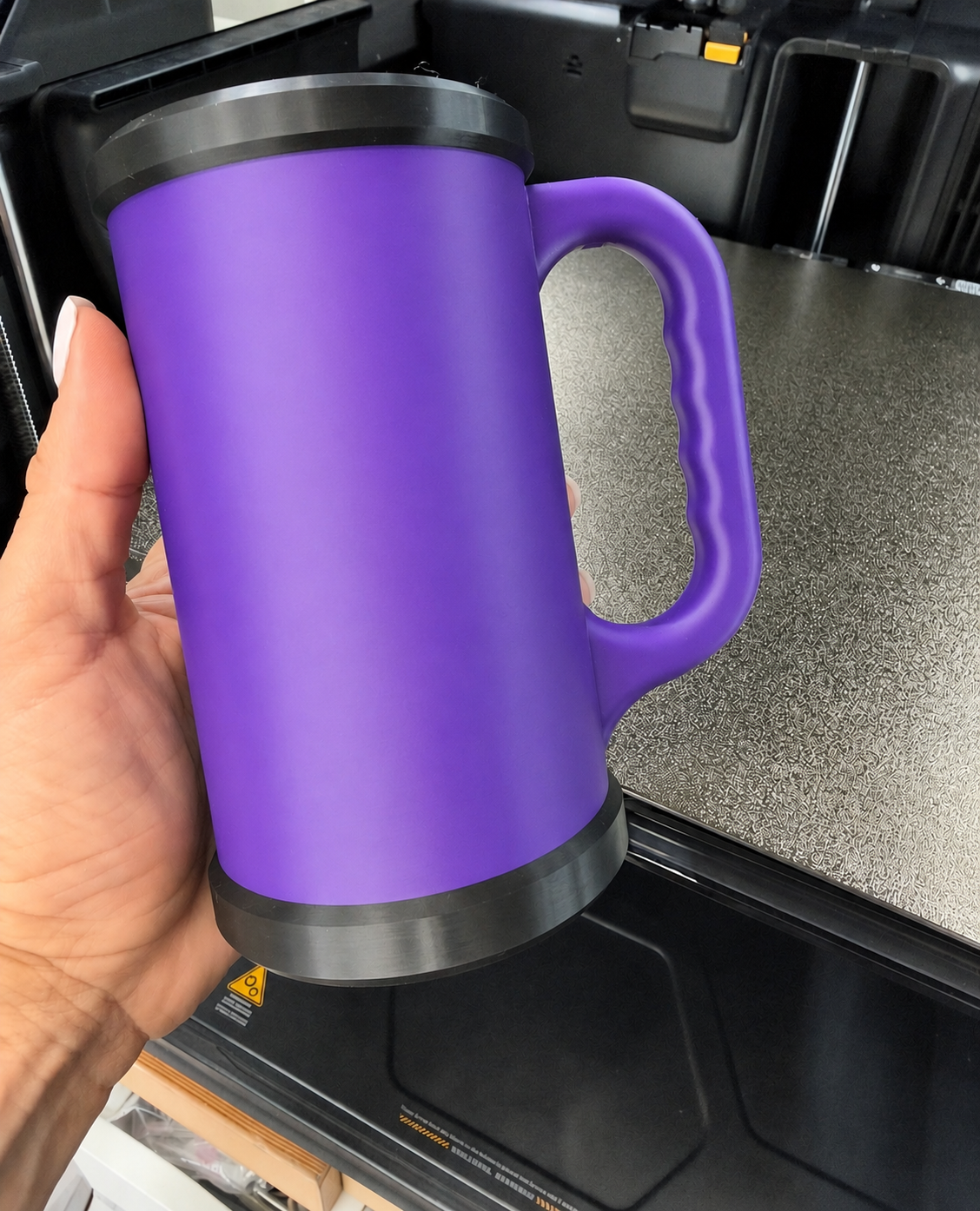 BLACK AND PURPLE 3D Printed customized Can cooler set: lid, keychain and opener SIZE 16 OZ