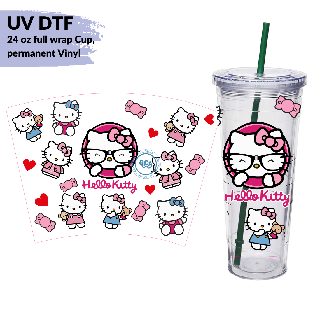 UV DTF - wrap Hello Cat 24 oz