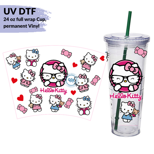 UV DTF - wrap Hello Cat 24 oz