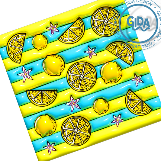 3D - Golden Lemons Summer 12x12" Printed Vinyl