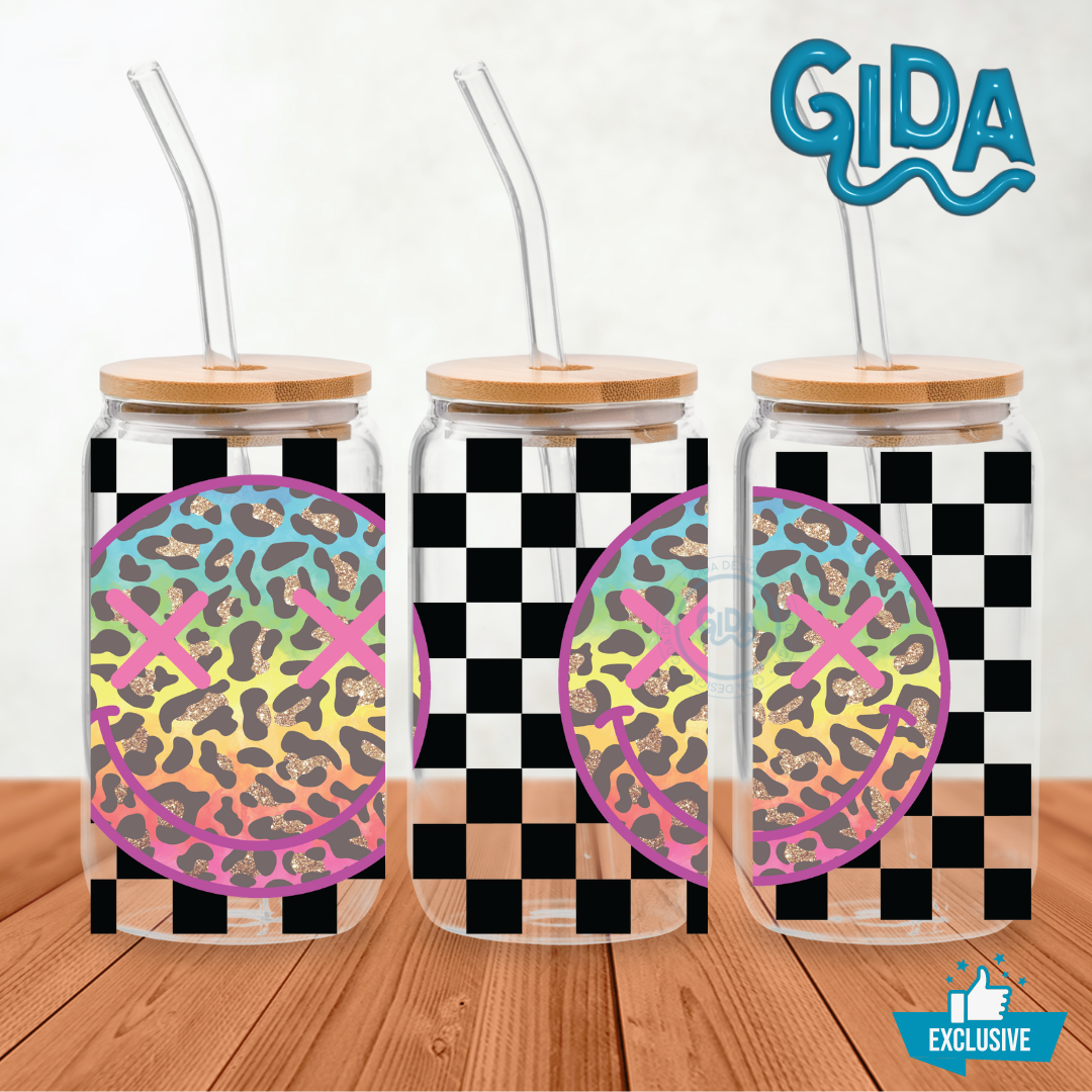UV DTF - 2 XX Animal print Happy face Libbey 16 oz Wrap