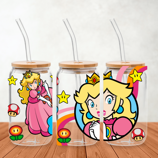 UV DTF - Libbey Miss Peach Glass Can Wrap 12 oz