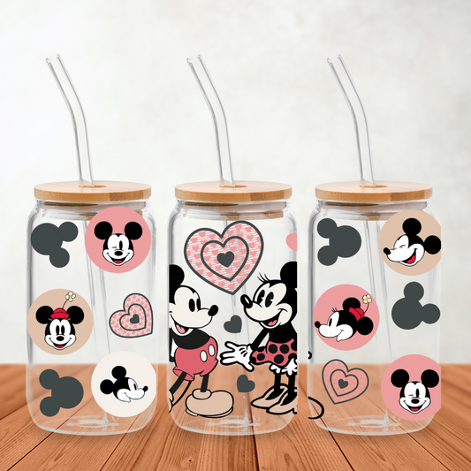 UV DTF Sticker Wrap - Mickey Vintage Glass Can Wrap 12 oz