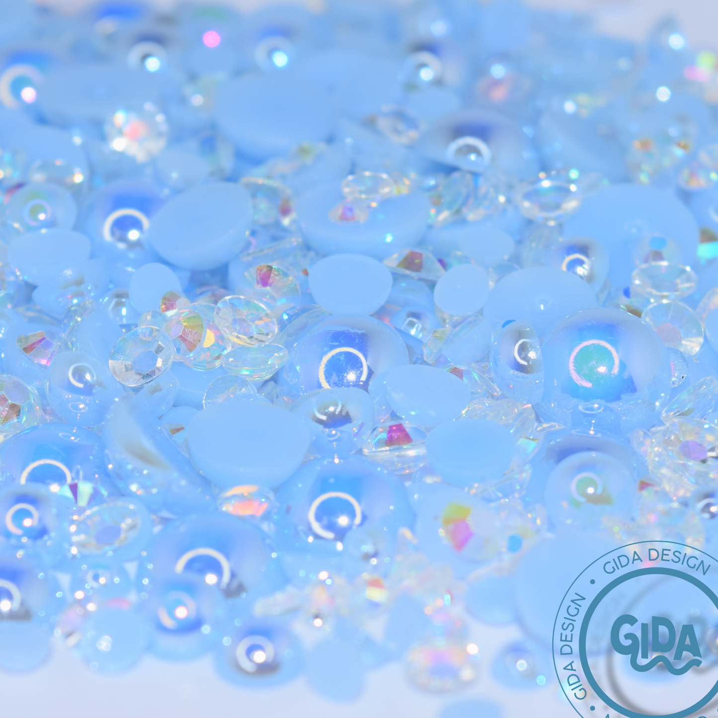 Sky Blue Flat Back Pearl Mix - 1.2 oz