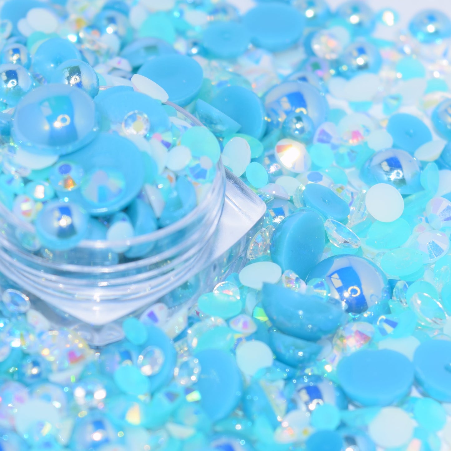 Sexy Turquoise Flat Back Pearl Mix - 1.2 oz