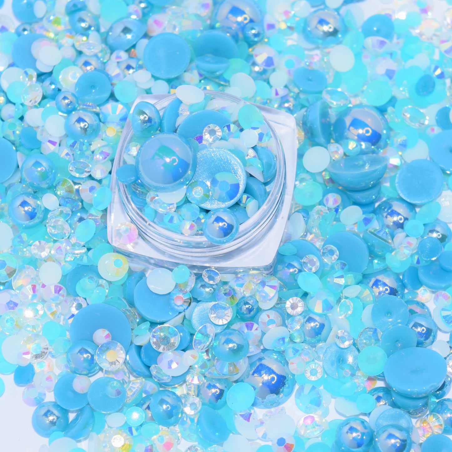 Sexy Turquoise Flat Back Pearl Mix - 1.2 oz