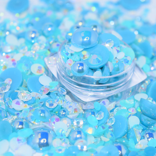 Sexy Turquoise Flat Back Pearl Mix - 1.2 oz