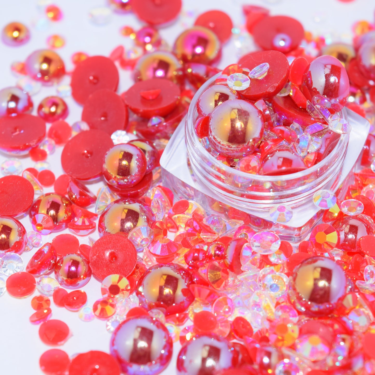 Crazy Red Flat Back Pearl Mix - 1.2 oz