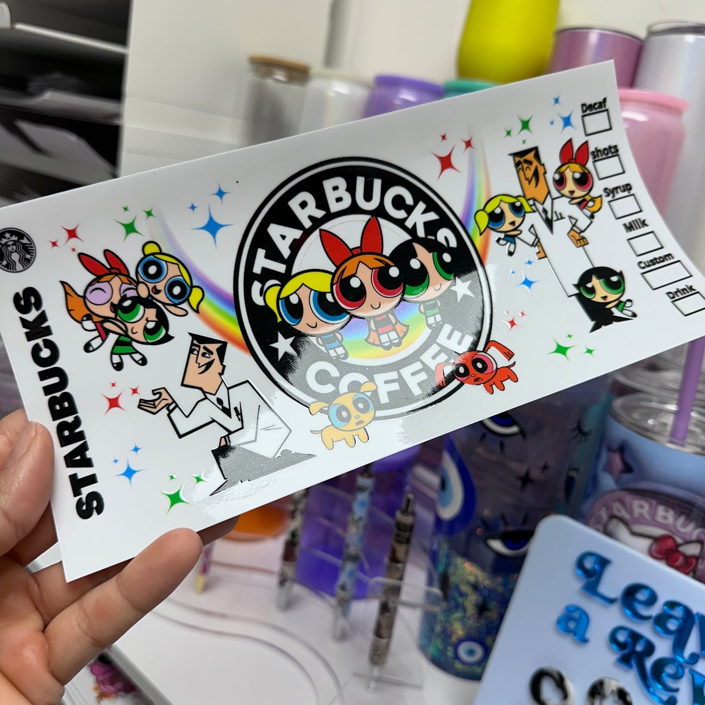 Cup Wrap sticker UV DTF - Black Logo libbey Powerful Girls Wrap