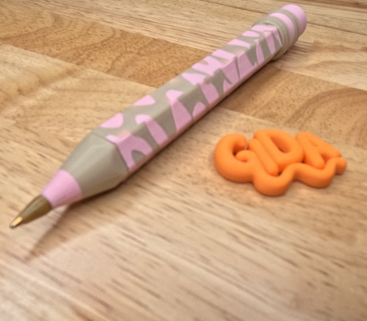 ✏️ 3D Printed Jumbo Pencil Pen | Refillable Ink | Pink Animal print Theme Gift Ballpoint Pen