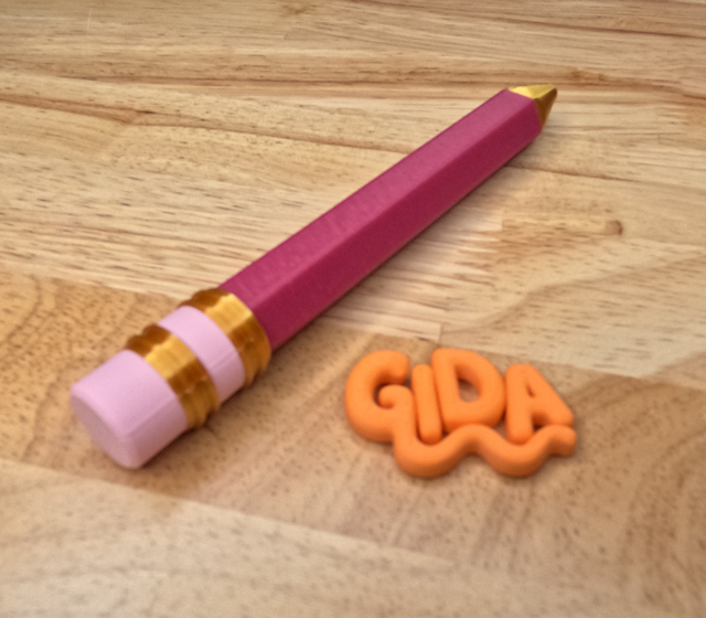 ✏️ 3D Printed Jumbo Pencil Pen | Refillable Ink | Magenta and gold Gift Ballpoint Pen