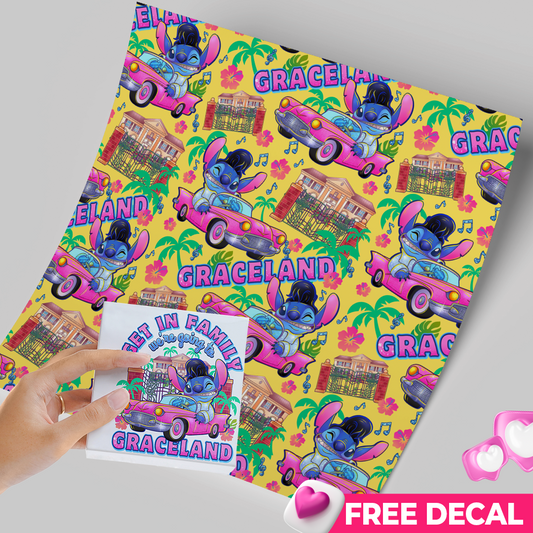 High-Quality Printed Adhesive Vinyl – Permanent Finish 12x12" STITCH Graceland / Free Uvdtd decal