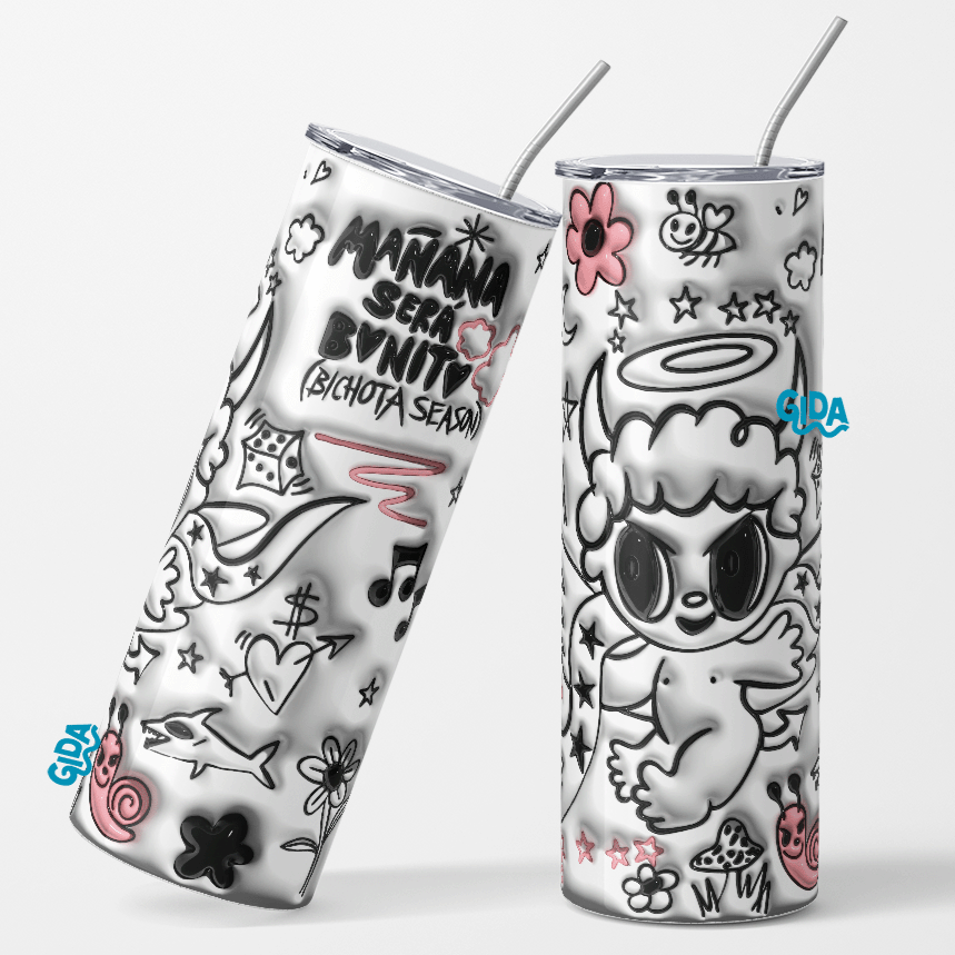3D - Karol G WHITE inflated Straight 20oz Tumbler wrap Vinyl