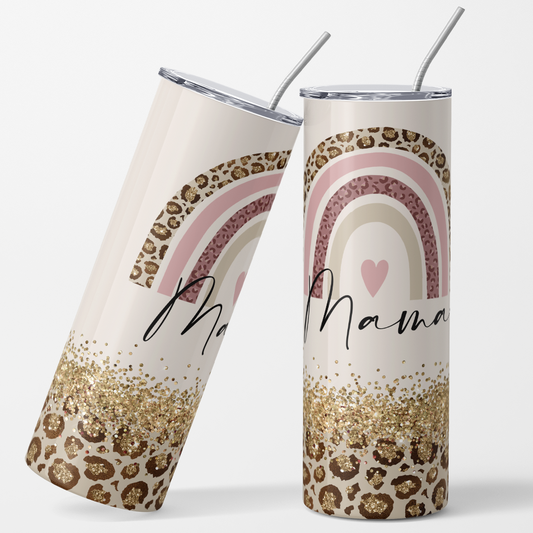 Wrap - Printed Vinyl Sheet BOHO Rainbow MAMA 20oz Straight Tumbler wrap Vinyl