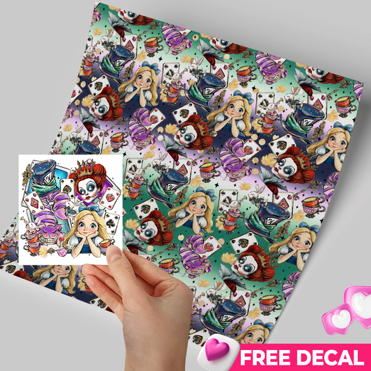High-Quality Printed Adhesive Vinyl – Permanent Finish 12x12" Alice / Free Uvdtd decal