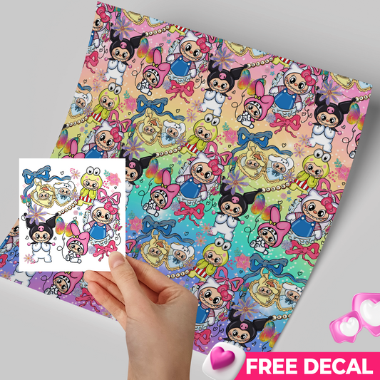 High-Quality Printed Adhesive Vinyl – Permanent Finish 12x12" Labubu / Free Uvdtd decal