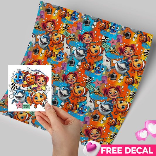 High-Quality Printed Adhesive Vinyl – Permanent Finish 12x12" Nemo / Free Uvdtd decal
