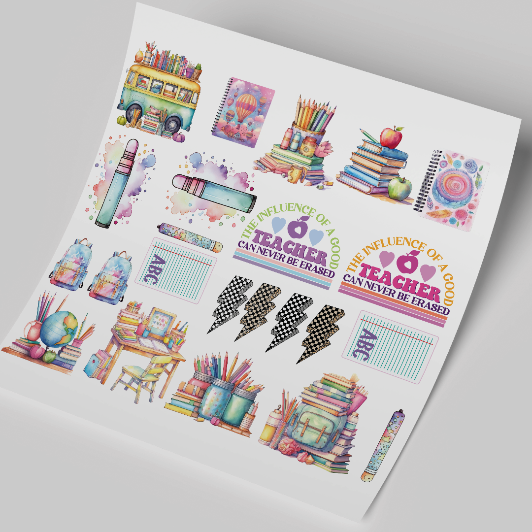 UV DTF Sheet - Pink Teachers 12x10 inches