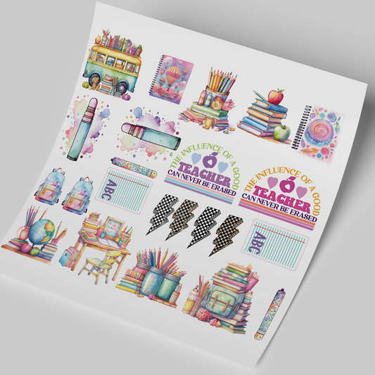 UV DTF Sheet - Pink Teachers 12x10 inches
