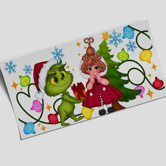 UV DTF - Cute Friendly Grinchy - 16oz Libbey cup Wrap