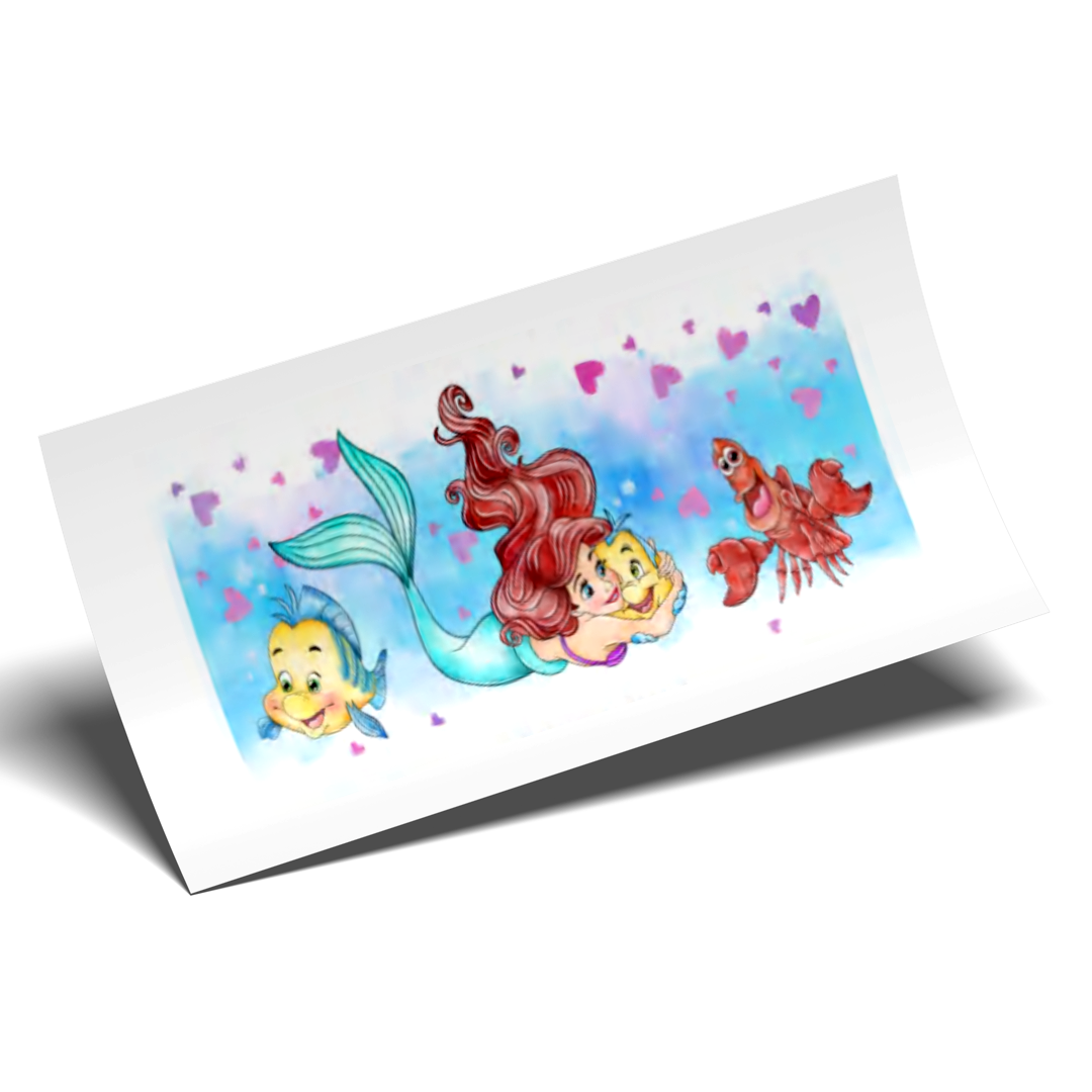 Cup Wrap Uv Dtf Stickers - Mermaid BLUE BACKGROUND