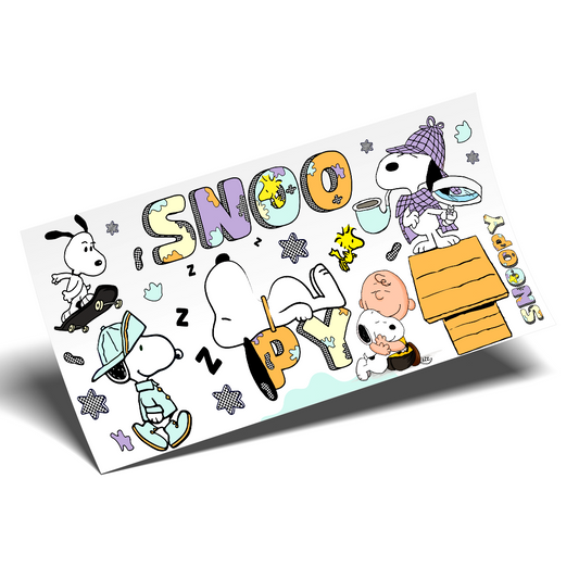Cup Wrap Sticker UV DTF - Snoopy Checkered Style Wrap